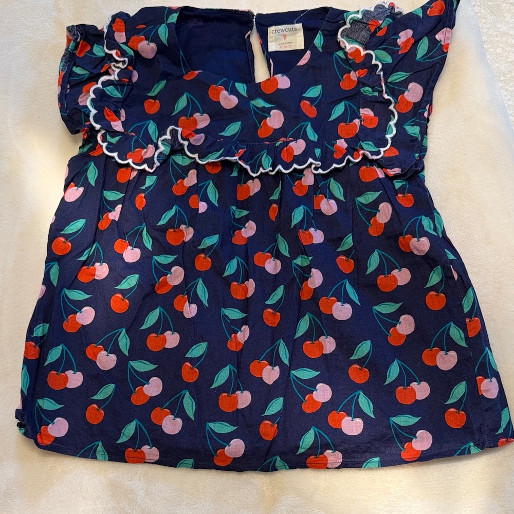 Crewcuts by J Crew navy Cherry Ruffle Top